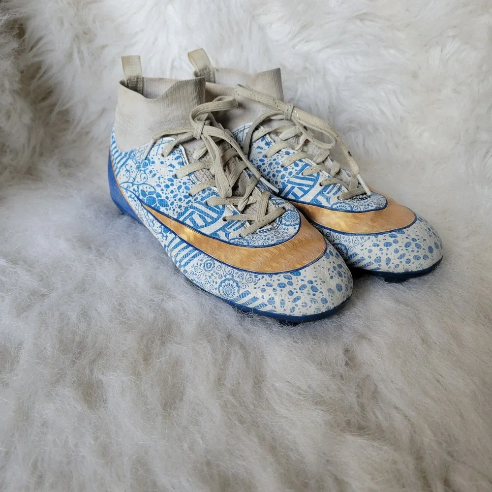 No Brand‎ Youth Soccer Cleats Size 4 Blue White Gold Soccer Boots
